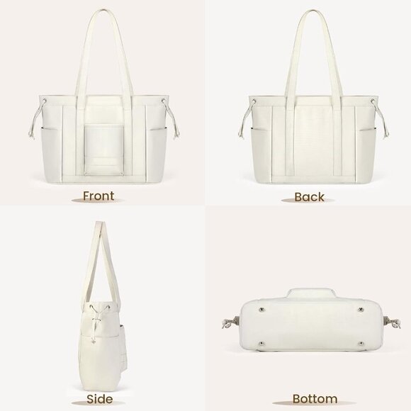 Canvas Tote Bags for Women, Waterproof College Tote with Zipper & Compartments - Picture 6 of 8